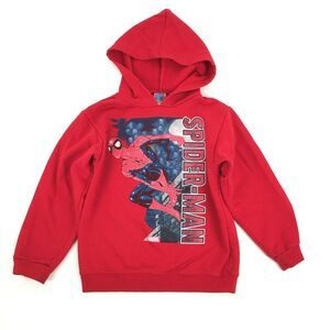 2004 Marvel Spider Man Graphic Print Hoodie Sweatshirt Size Medium Kids Red M